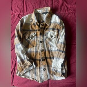Tan button up cotton flannel